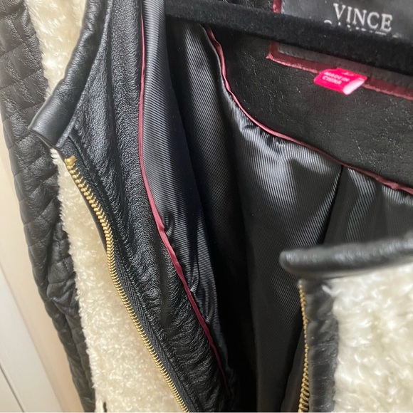 Vince Camuto Shearling Faux Leather Jacket in Cream and Black Medium - Picture 10 of 12